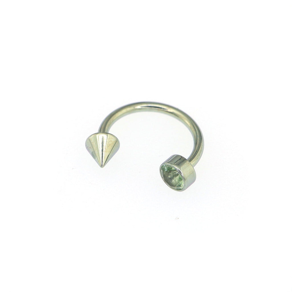 Round CZ spike Titanium Horseshoe Ring