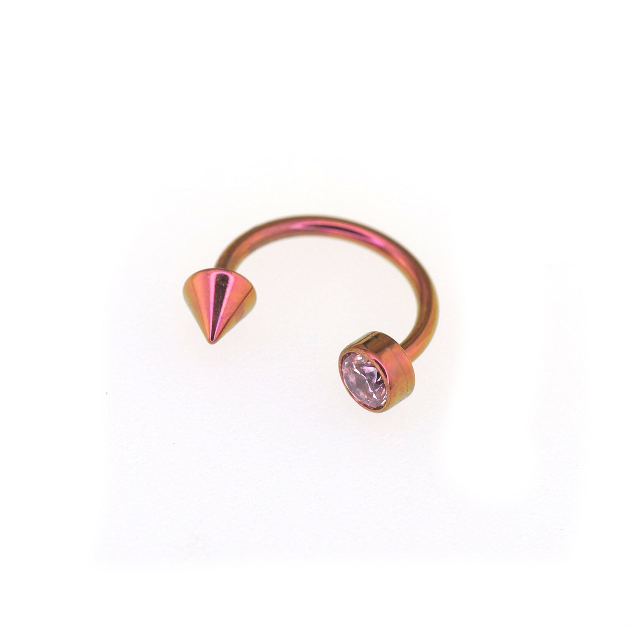 Round CZ spike Titanium Horseshoe Ring