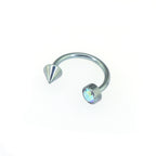 Round CZ spike Titanium Horseshoe Ring
