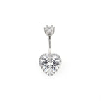 Heart-shaped CZ S925 Sterling Silver Belly Ring