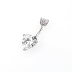 Heart-shaped CZ S925 Sterling Silver Belly Ring