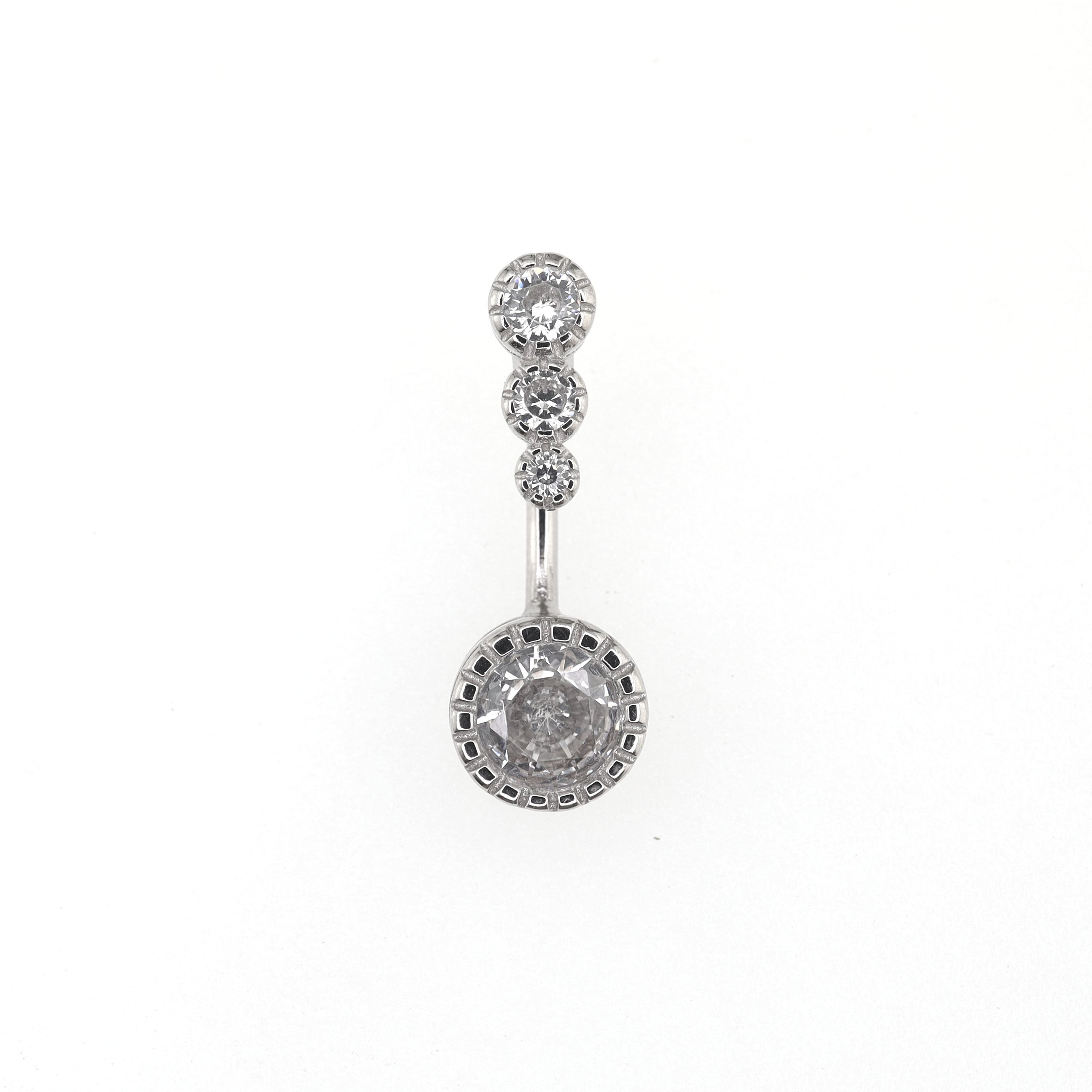 Four CZ S925 Sterling Silver Belly Ring