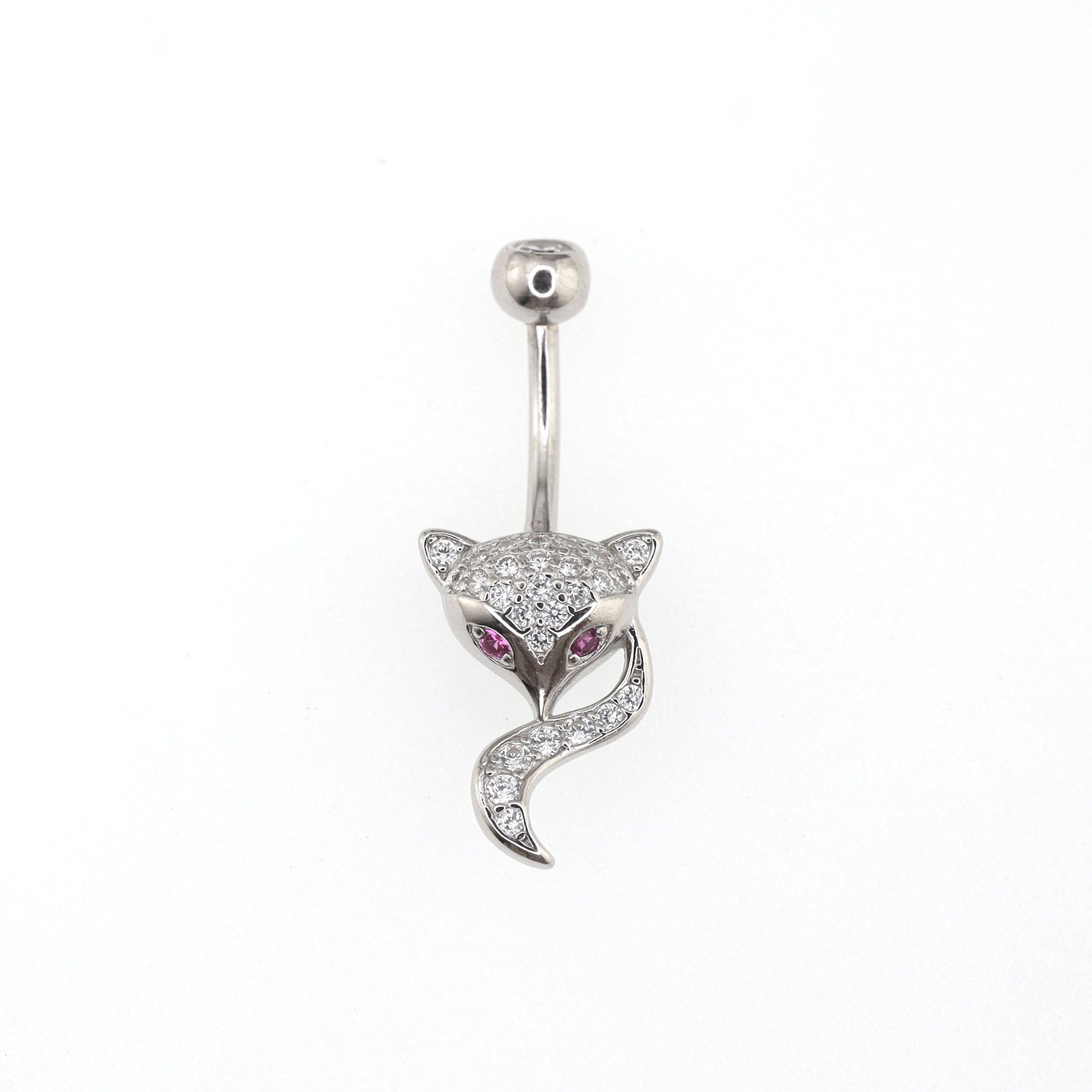 Fox CZ S925 Sterling Silver Belly Ring