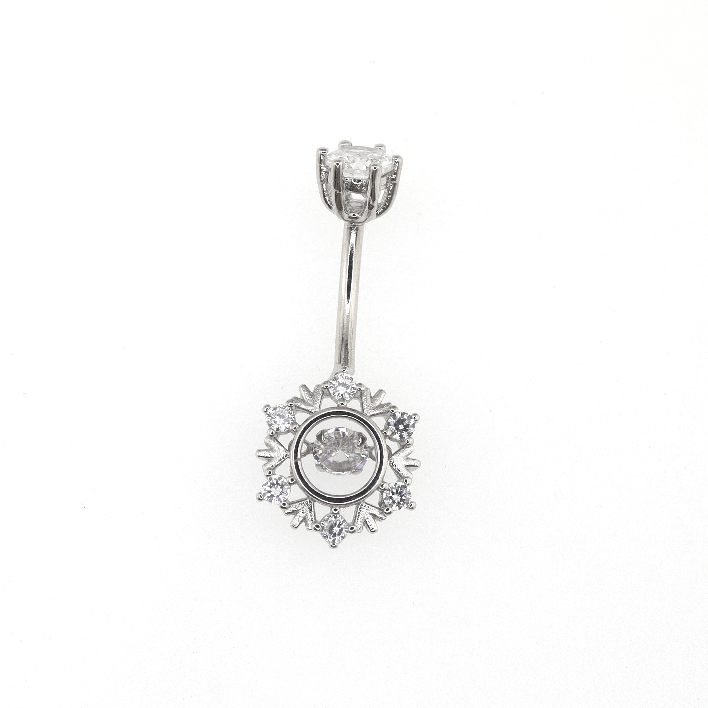 Snowflake CZ S925 Sterling Silver Belly Ring