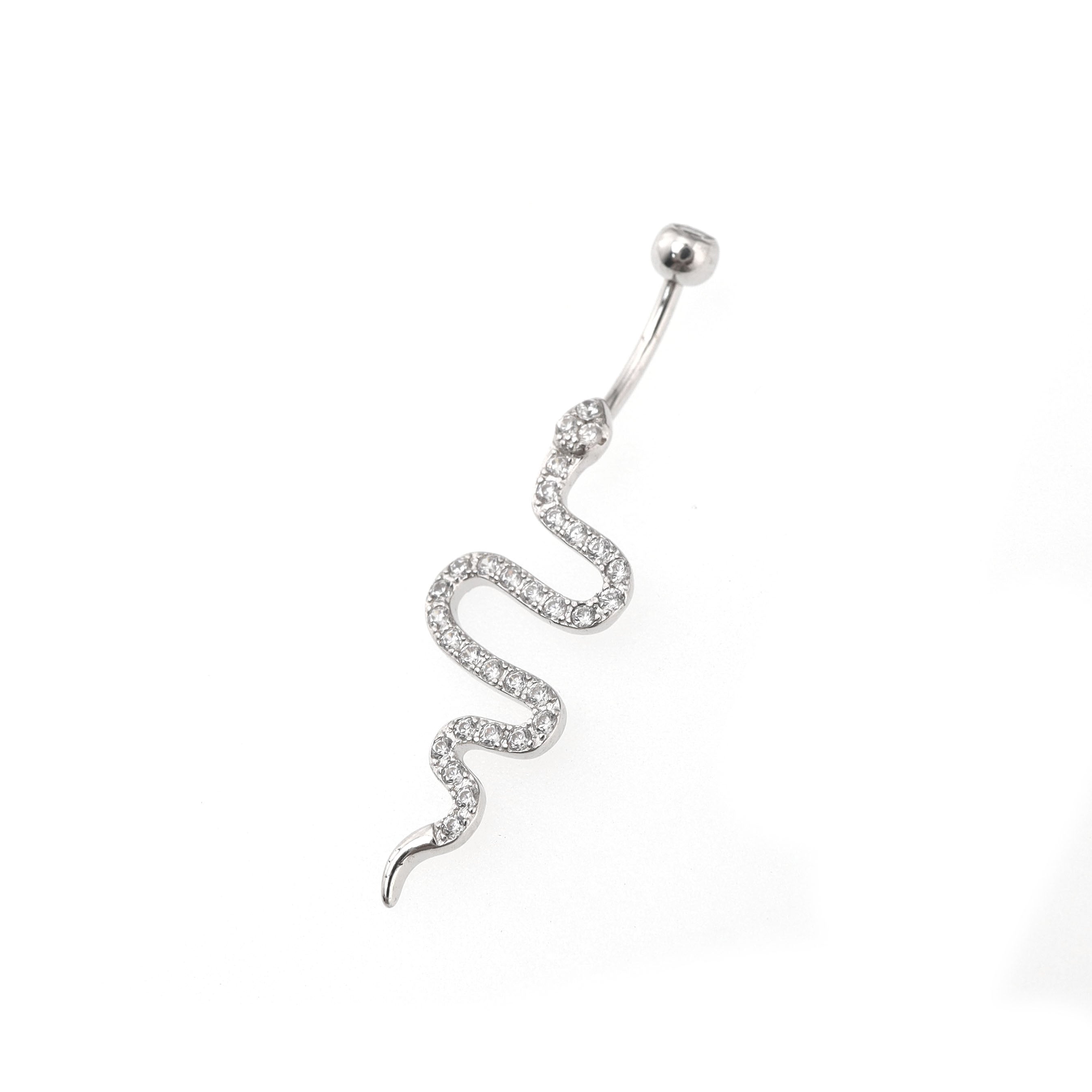 Serpent CZ S925 Sterling Silver Belly Ring