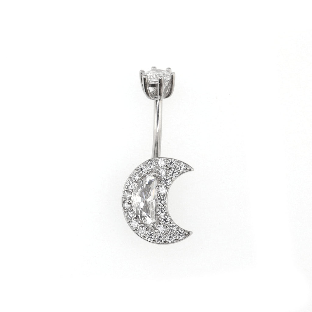 Moon CZ S925 Sterling Silver Belly Ring