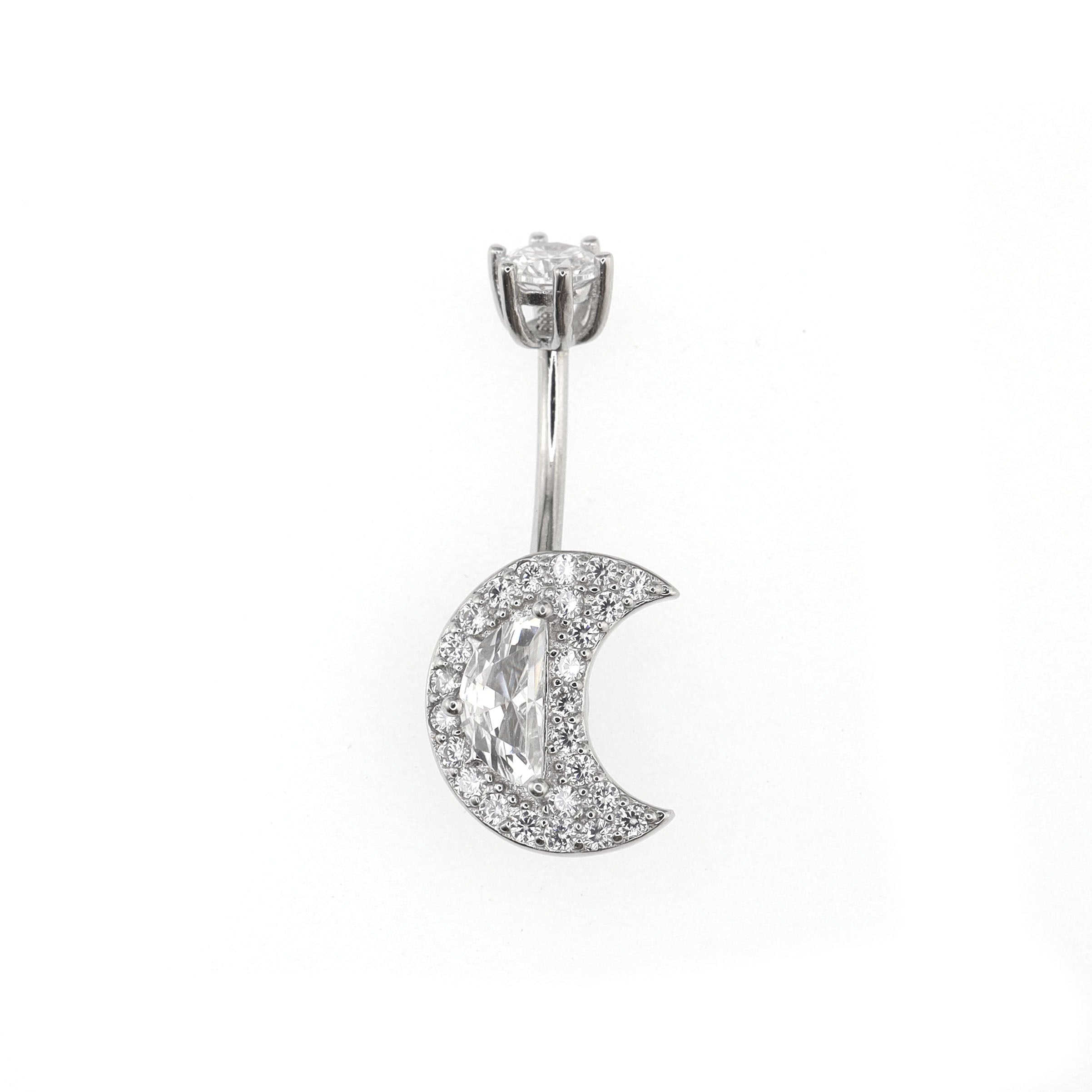 Moon CZ S925 Sterling Silver Belly Ring