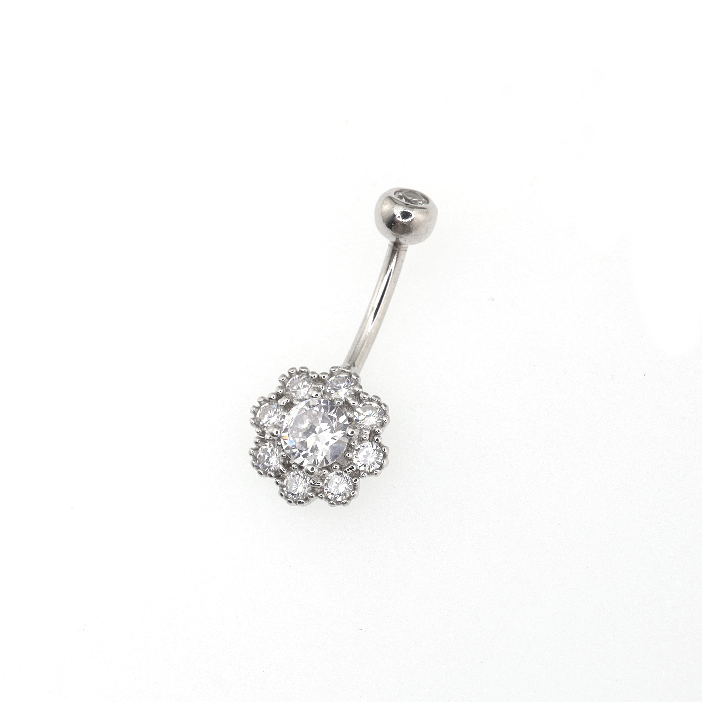 CZ Snowflake S925 Sterling Silver Belly Ring