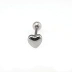 3D Heart Sterling Silver Stainless Steel Tongue Stud