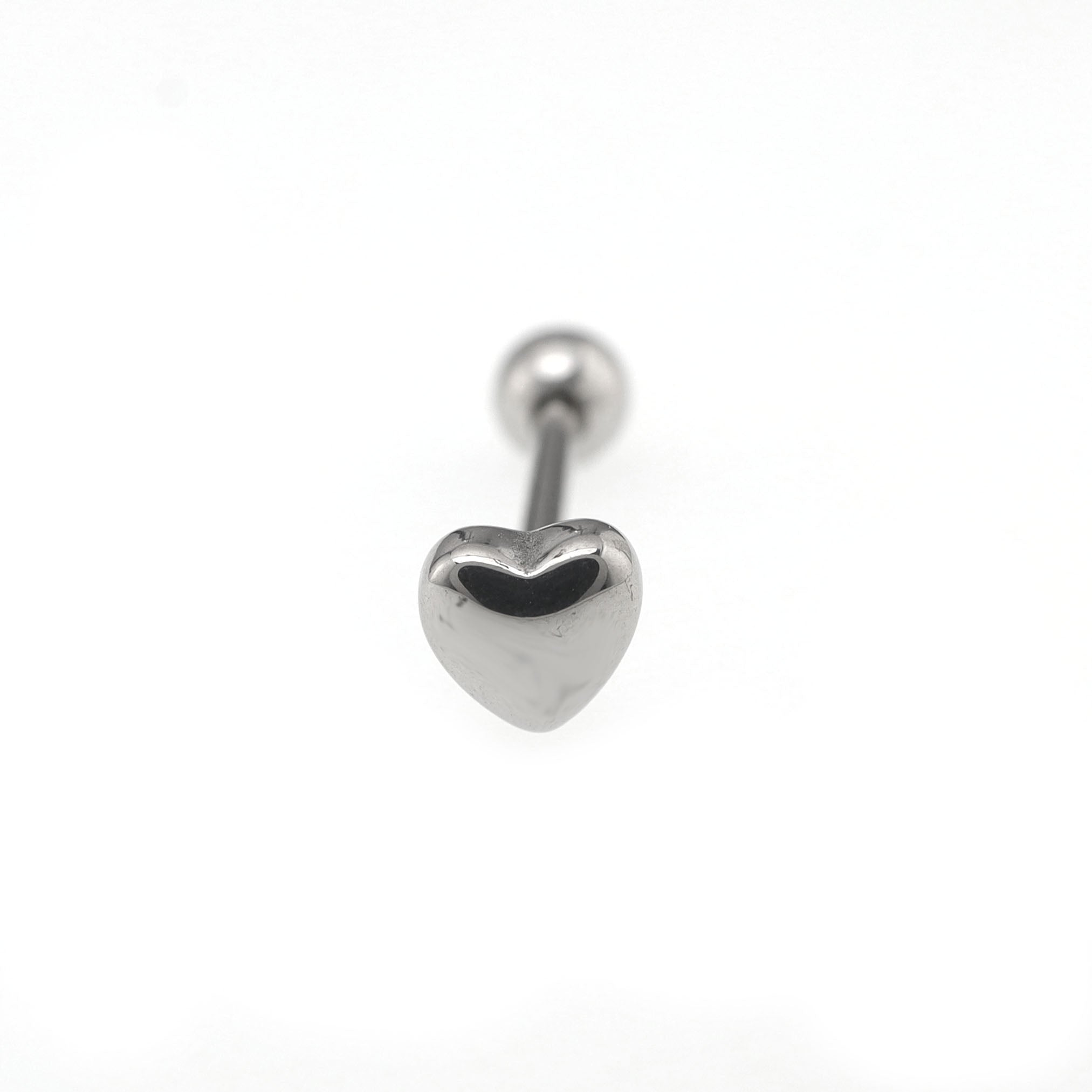 3D Heart Sterling Silver Stainless Steel Tongue Stud