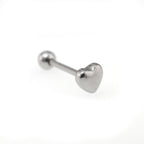 3D Heart Sterling Silver Stainless Steel Tongue Stud