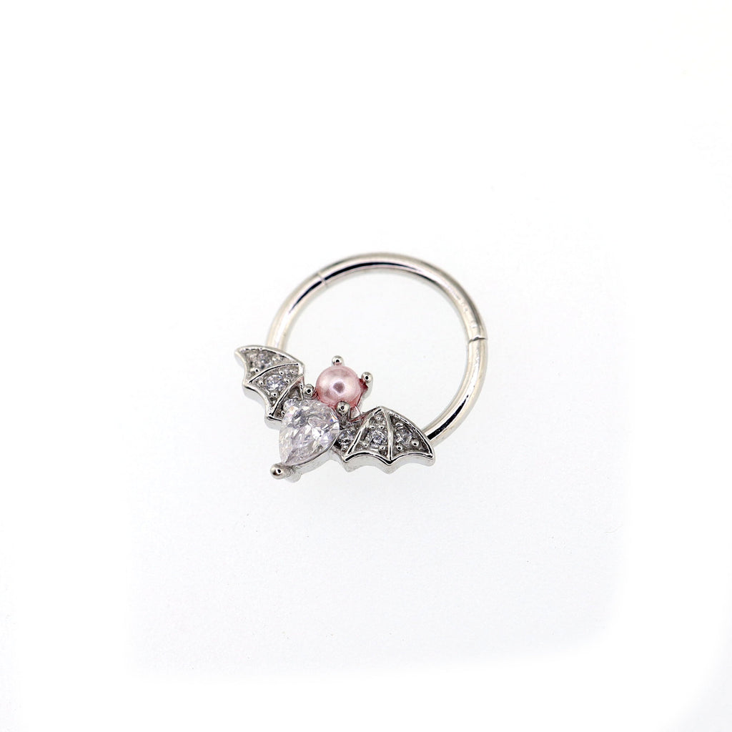 Pearl Bat stainless steel Clicker Ring