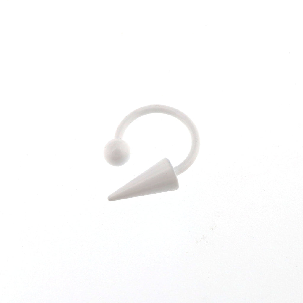 Pure White Tapered Orb Metal Horseshoe Ring