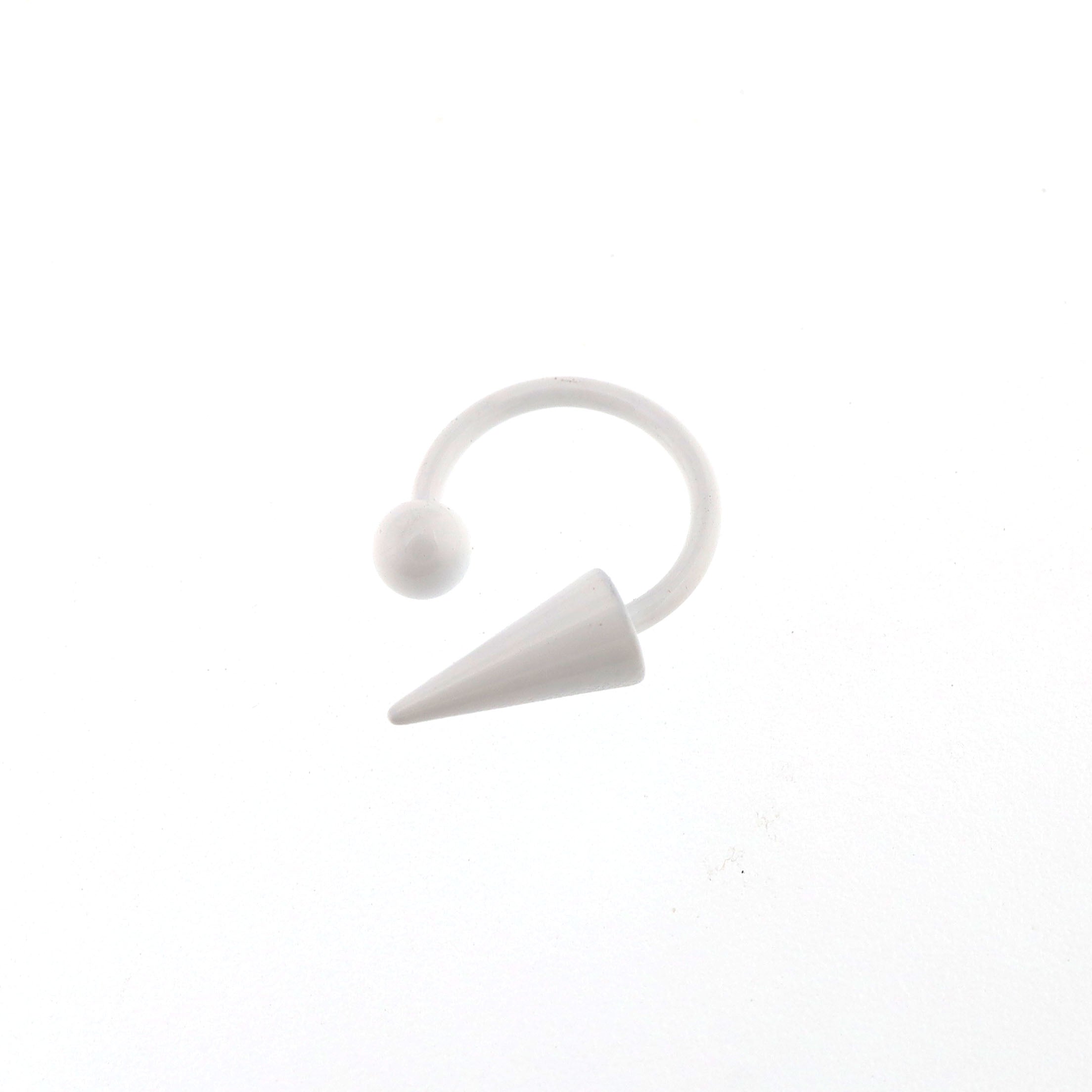 Pure White Tapered Orb Metal Horseshoe Ring