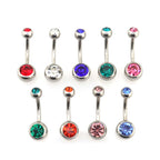 9PCS Crystal Rhinestone Belly Stainless Steel Navel Ring Set