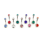 9PCS Crystal Rhinestone Belly Stainless Steel Navel Ring Set