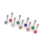 9PCS Crystal Rhinestone Belly Stainless Steel Navel Ring Set