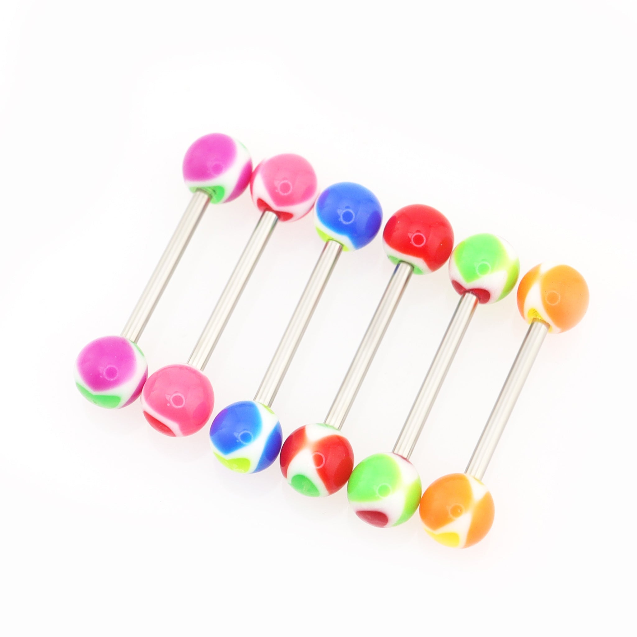 6PCS Heart Shaped Acrylic Barbell Studs Set
