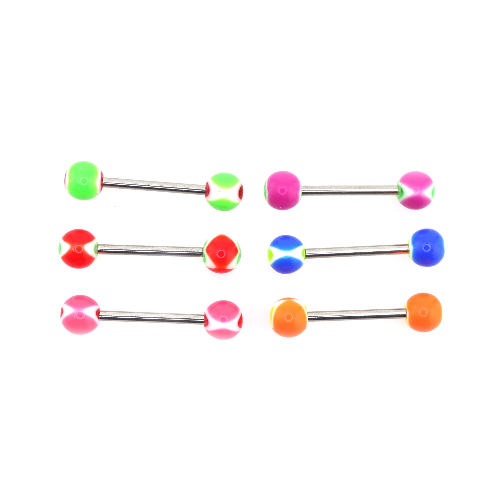 6PCS Heart Shaped Acrylic Barbell Studs Set