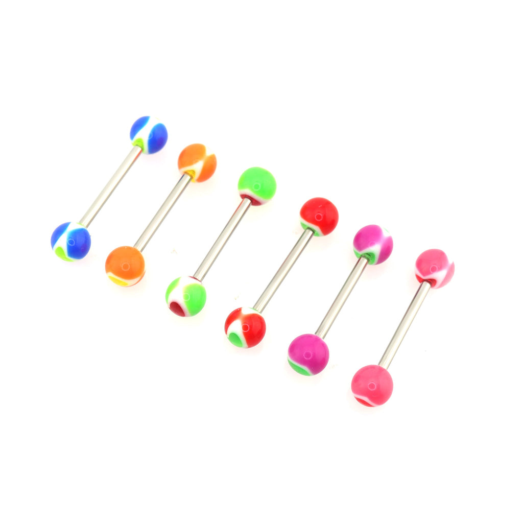 6PCS Heart Shaped Acrylic Barbell Studs Set