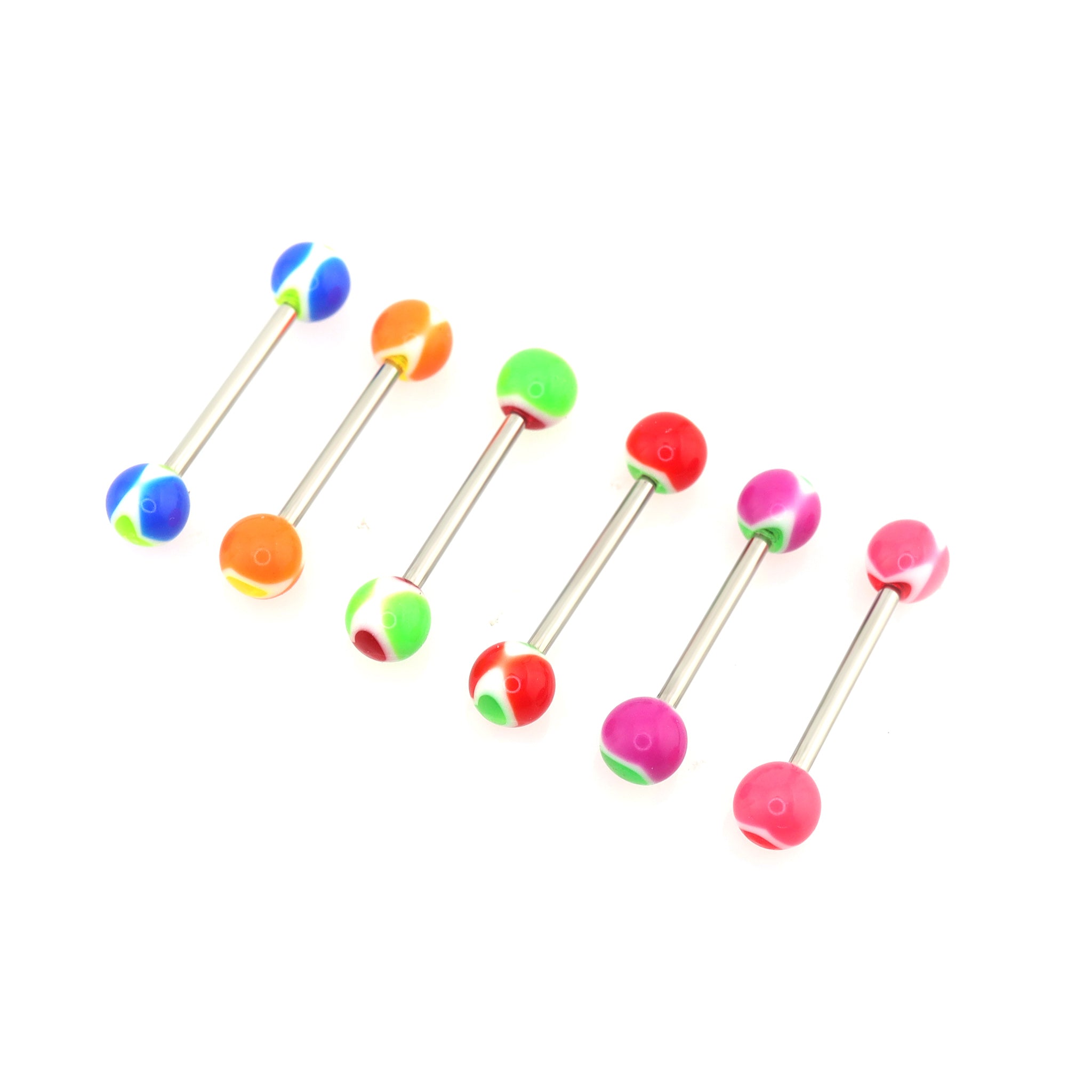 6PCS Heart Shaped Acrylic Barbell Studs Set