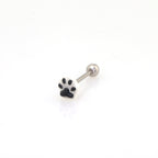 Resin Pink & Black Paw Print tongue stud