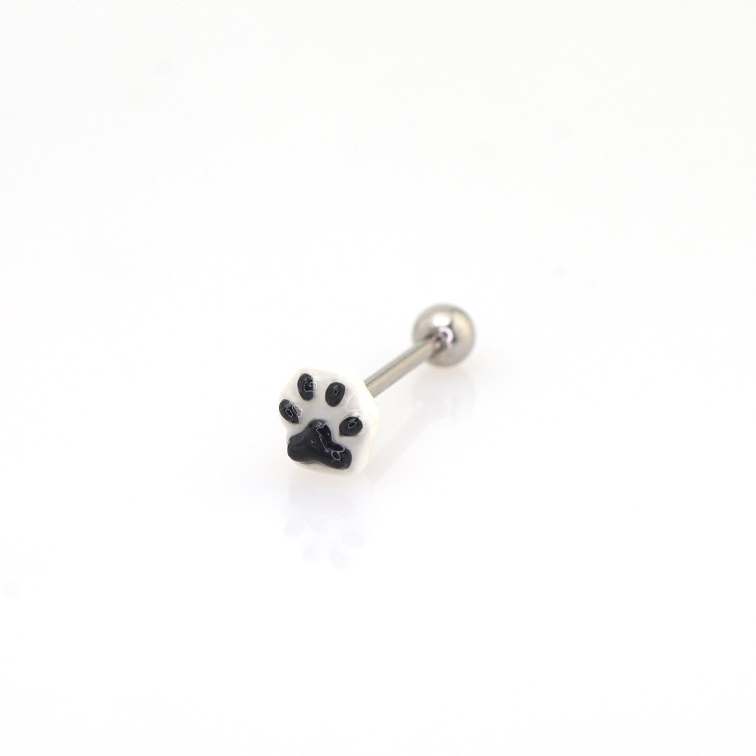 Resin Pink & Black Paw Print tongue stud
