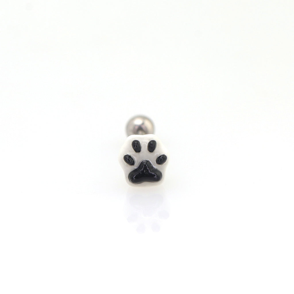Resin Pink & Black Paw Print tongue stud