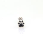 Resin Pink & Black Paw Print tongue stud