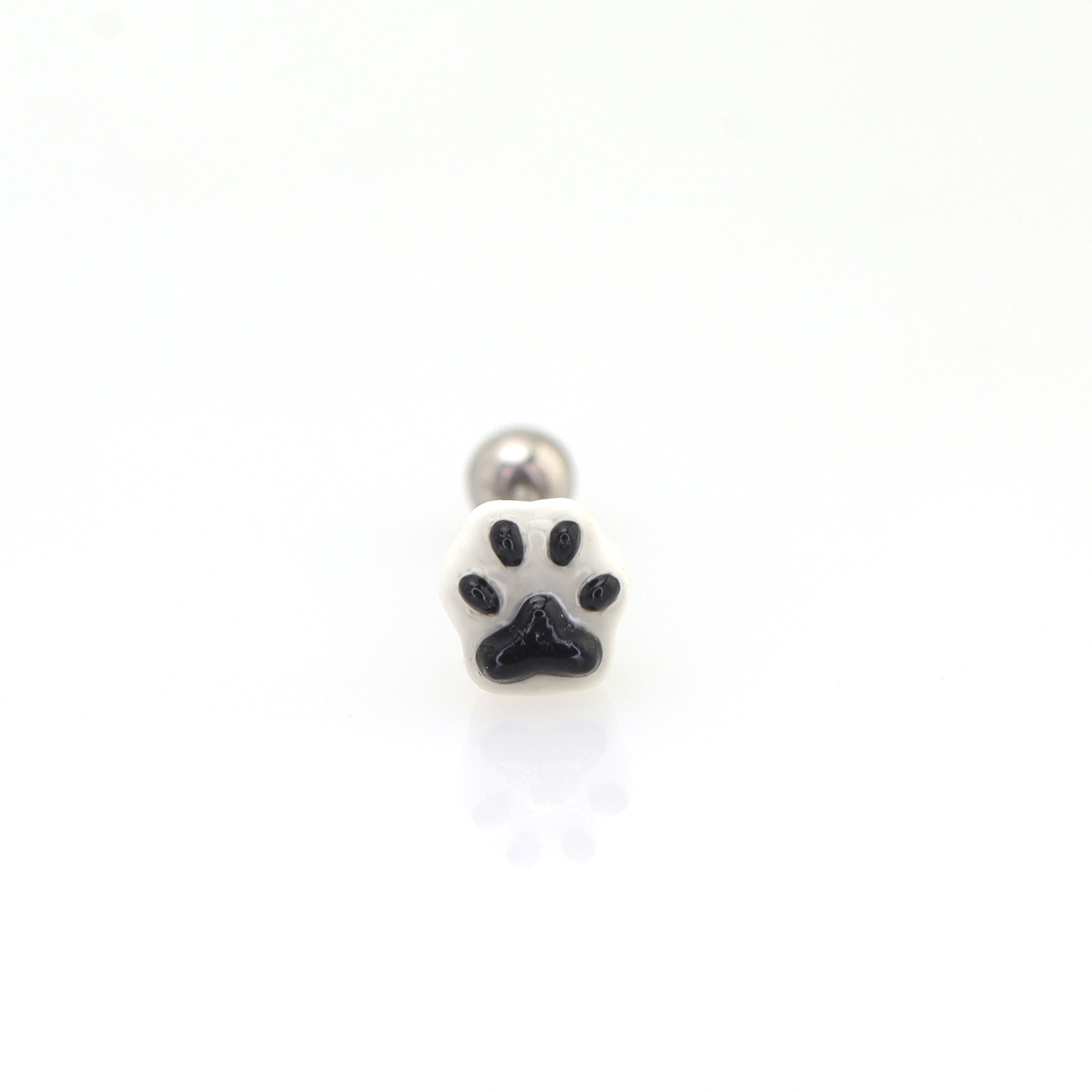 Resin Pink & Black Paw Print tongue stud