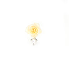 Yellow Rose & Pearl Titanium Horseshoe Ring
