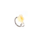Yellow Rose & Pearl Titanium Horseshoe Ring