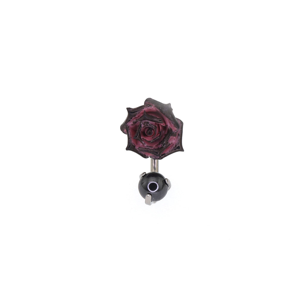 Black Red Rose CZ Titanium Horseshoe Ring