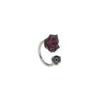 Black Red Rose CZ Titanium Horseshoe Ring