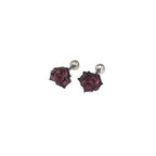 PAIR OF Black & Red Rose Titanium Ear Studs