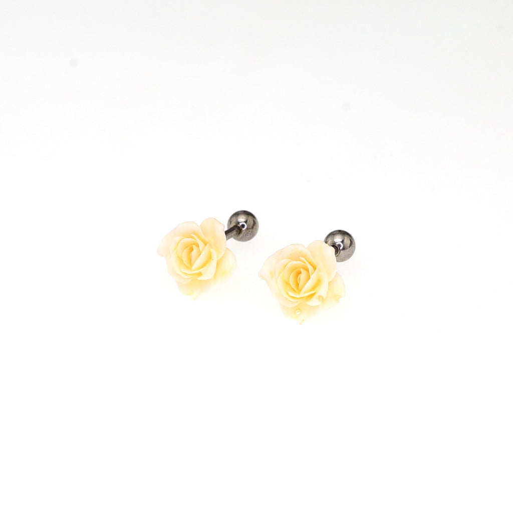 PAIR OF Yellow Rose Titanium Ear Studs