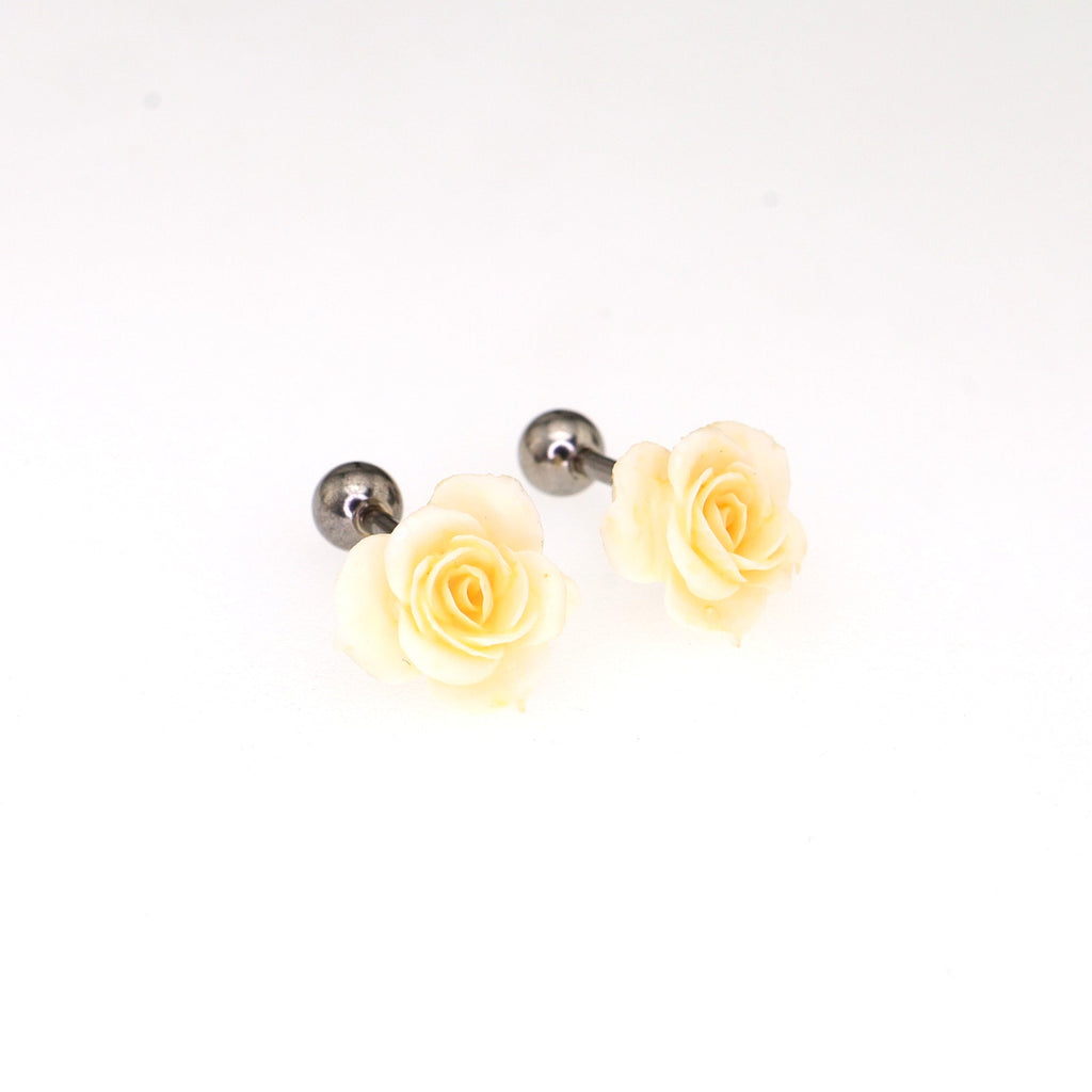 PAIR OF Yellow Rose Titanium Ear Studs