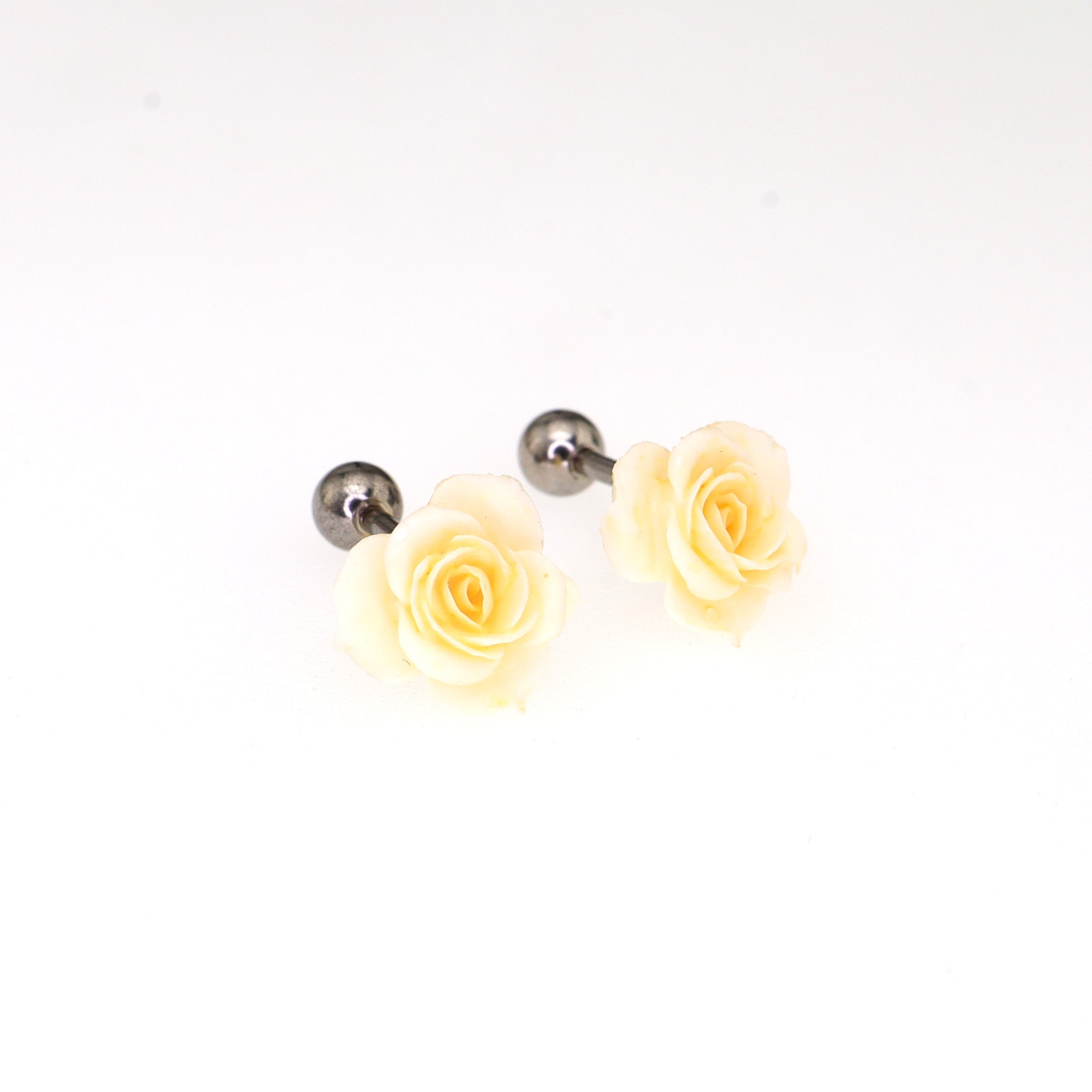 PAIR OF Yellow Rose Titanium Ear Studs
