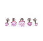 High Shine Pink Moissanite Internally Threaded Titanium Stud