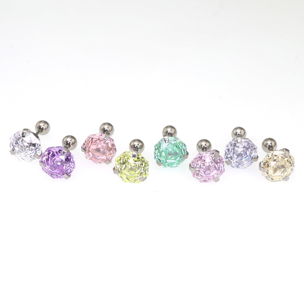 6mm Rose Cut CZ Sparkling Ear Stud