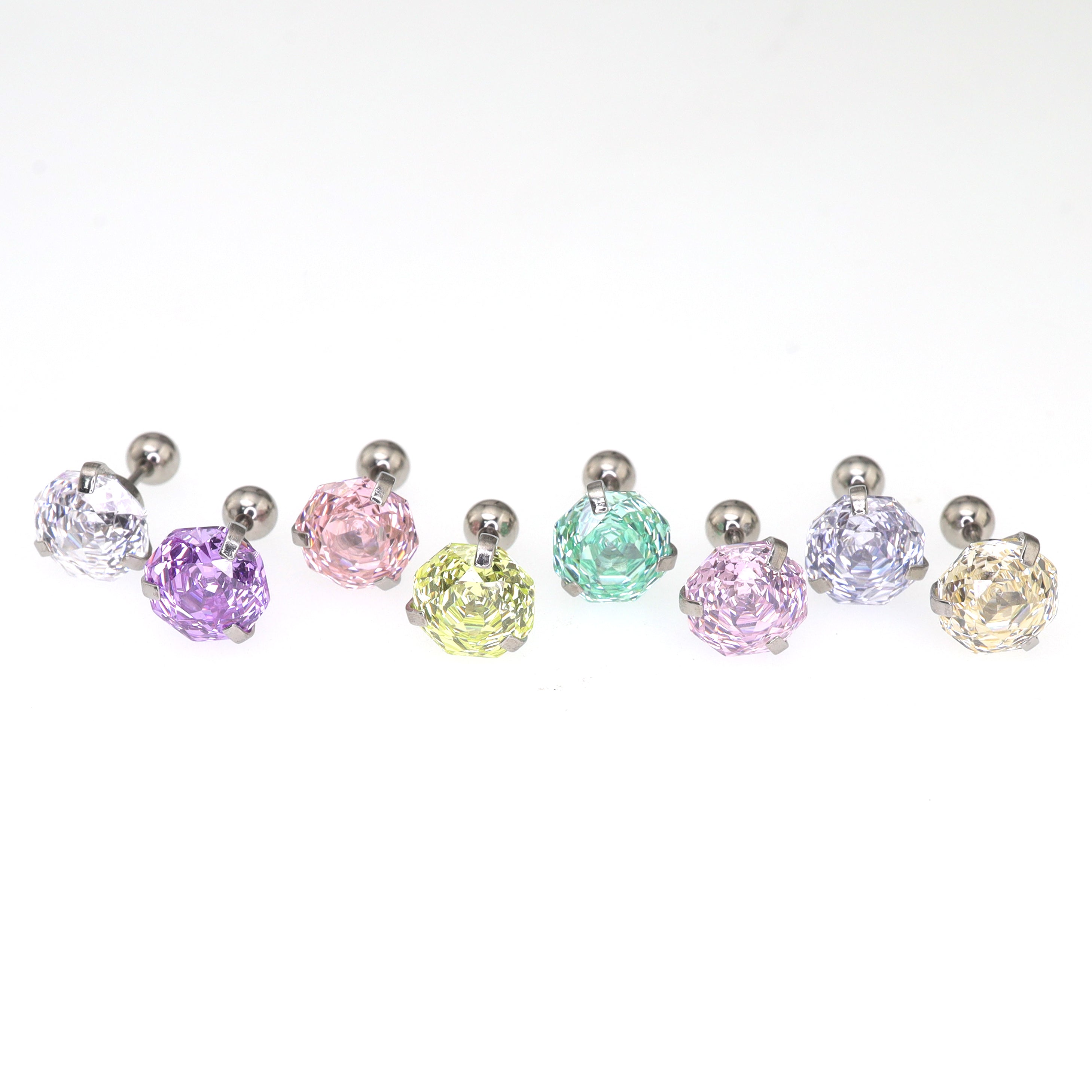 6mm Rose Cut CZ Sparkling Ear Stud