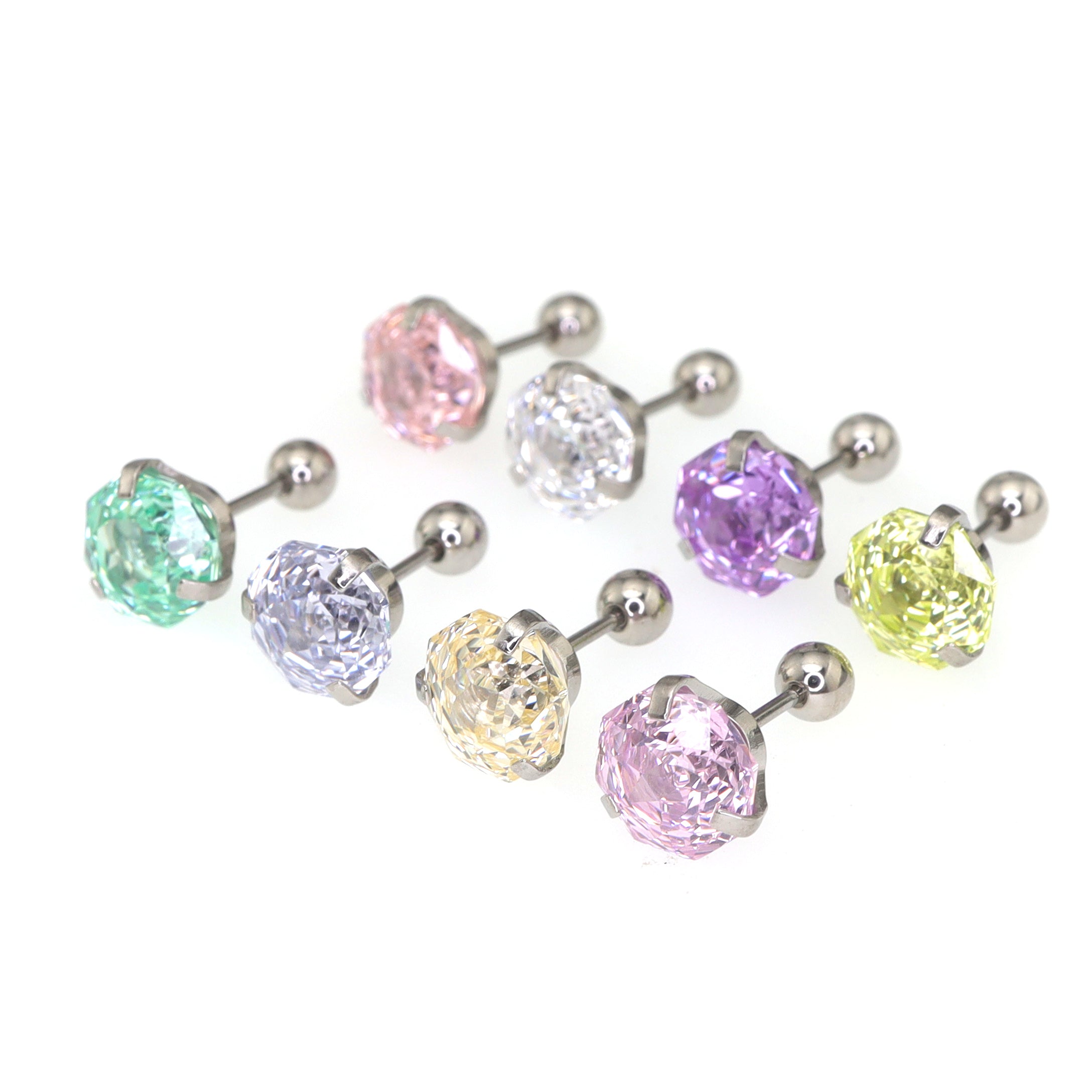 6mm Rose Cut CZ Sparkling Ear Stud