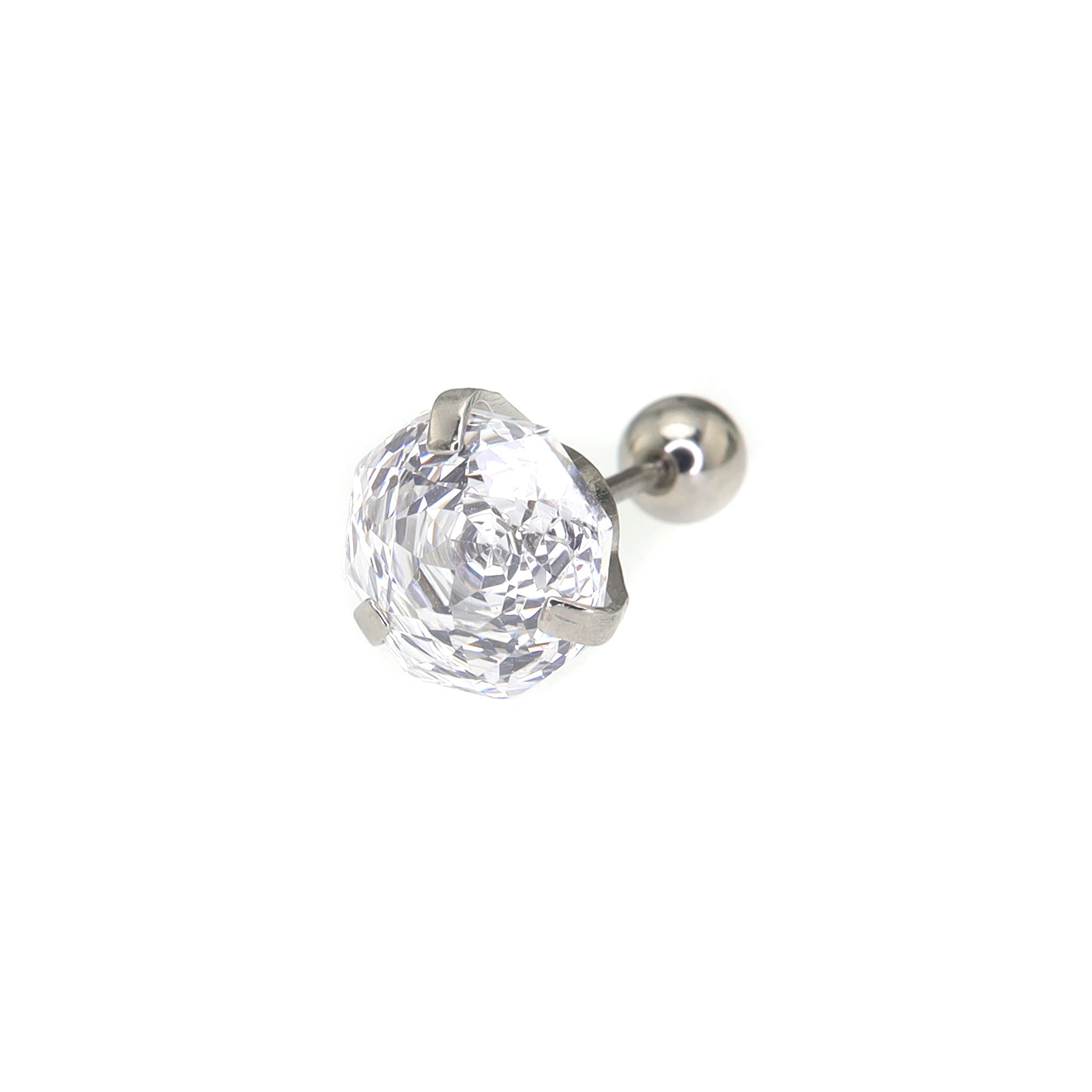 6mm Rose Cut CZ Sparkling Ear Stud