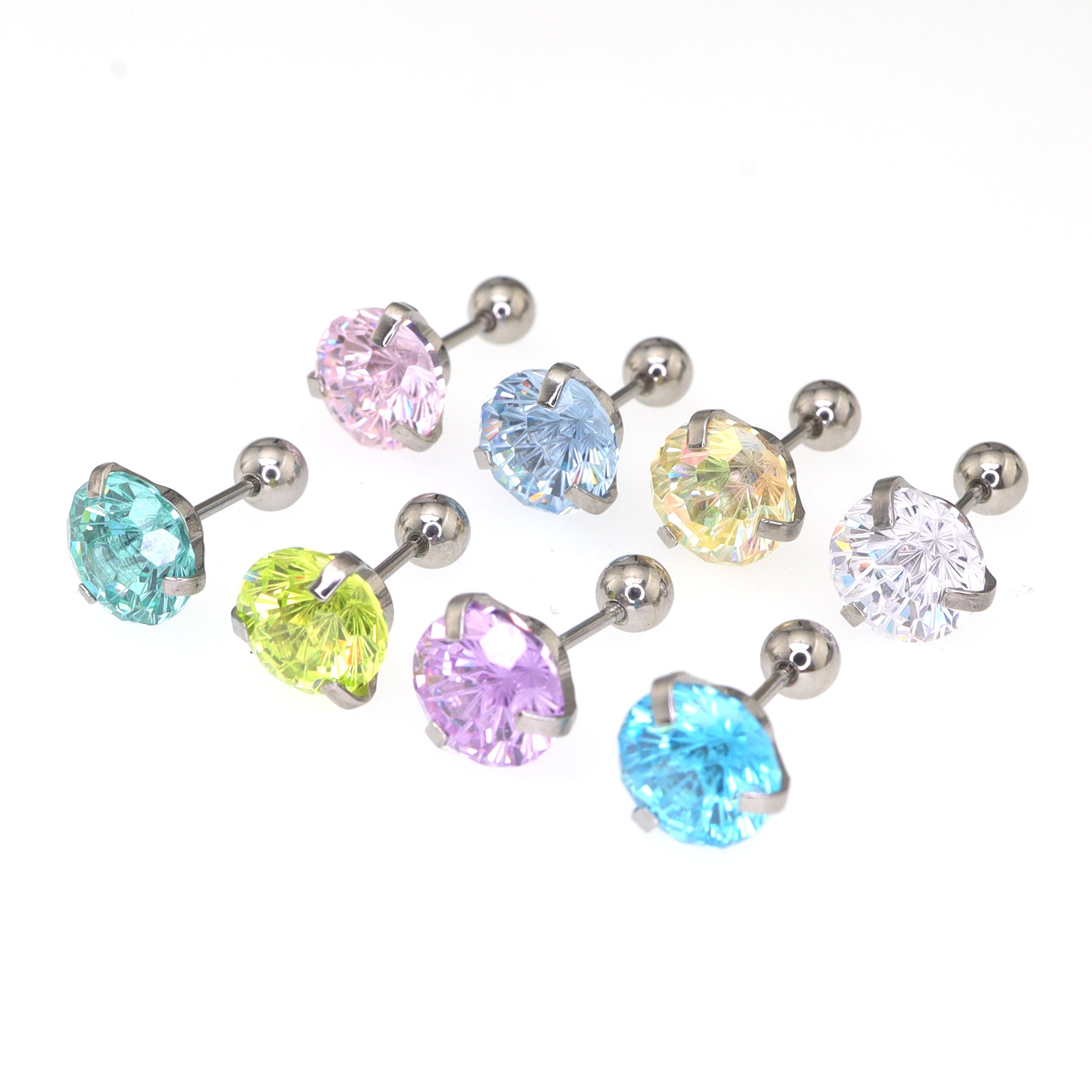 6mm Firework Cut CZ Sparkling Ear Stud