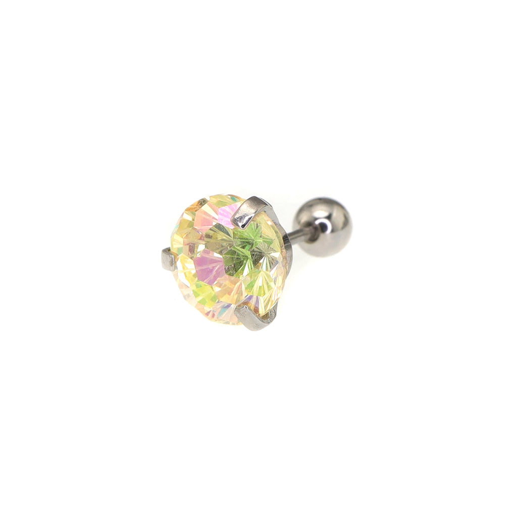 6mm Firework Cut CZ Sparkling Ear Stud