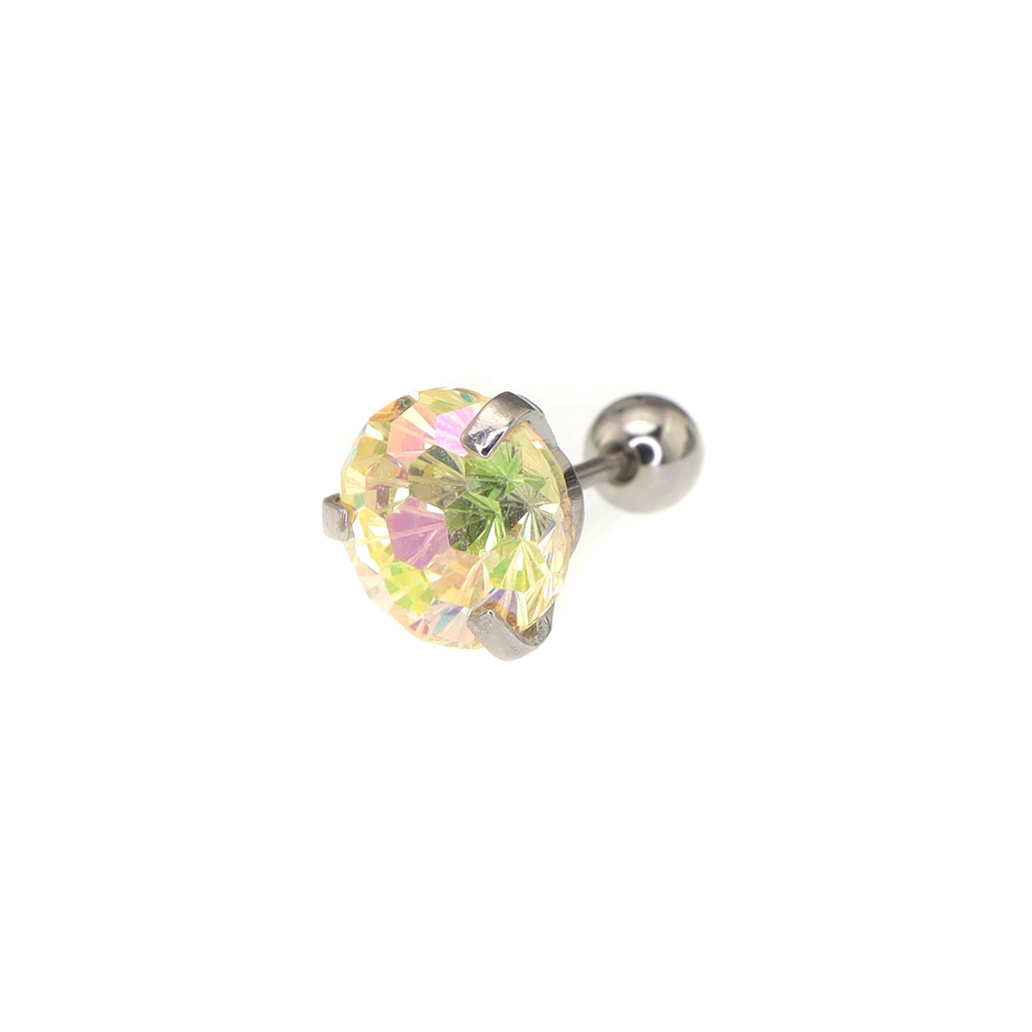 6mm Firework Cut CZ Sparkling Ear Stud