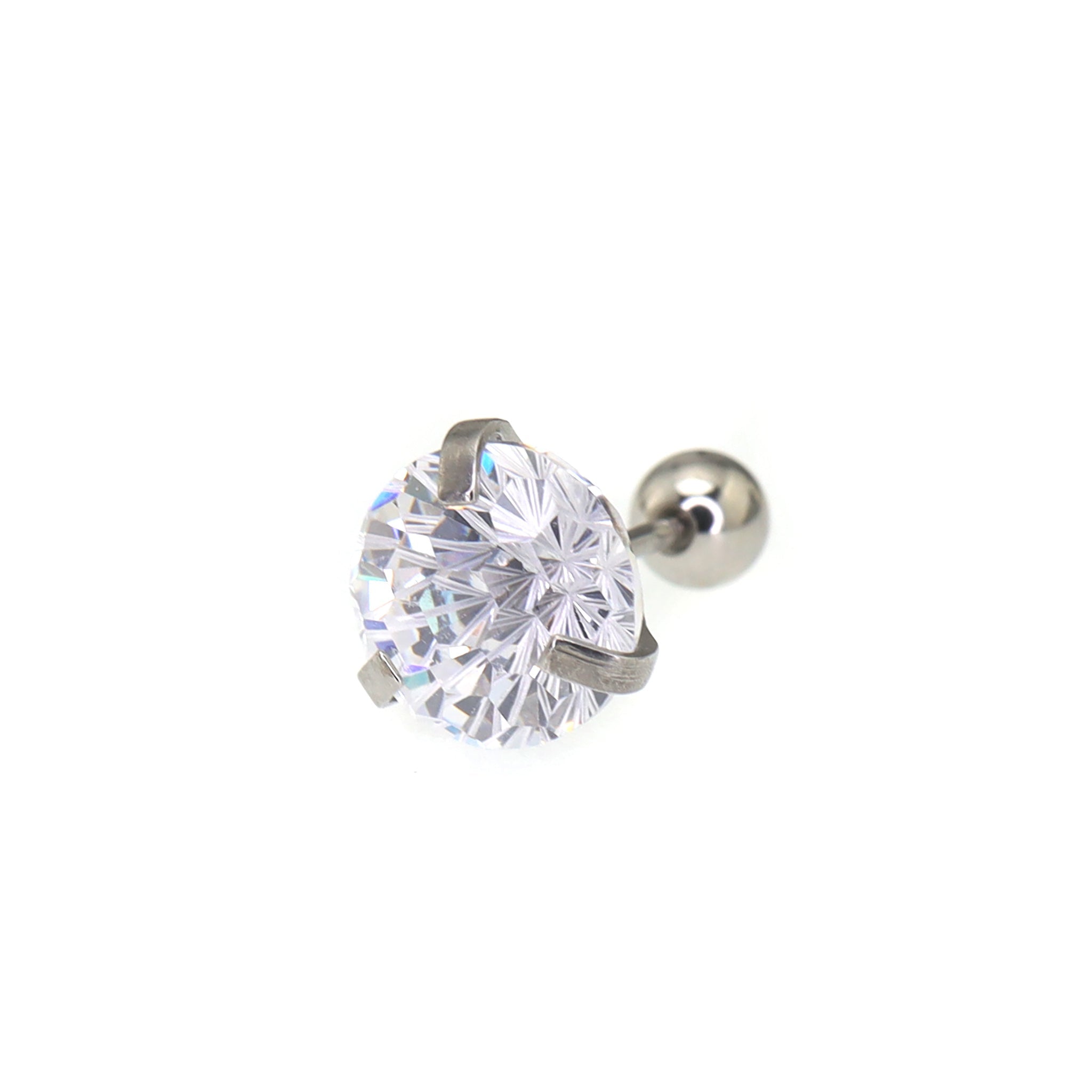 6mm Firework Cut CZ Sparkling Ear Stud