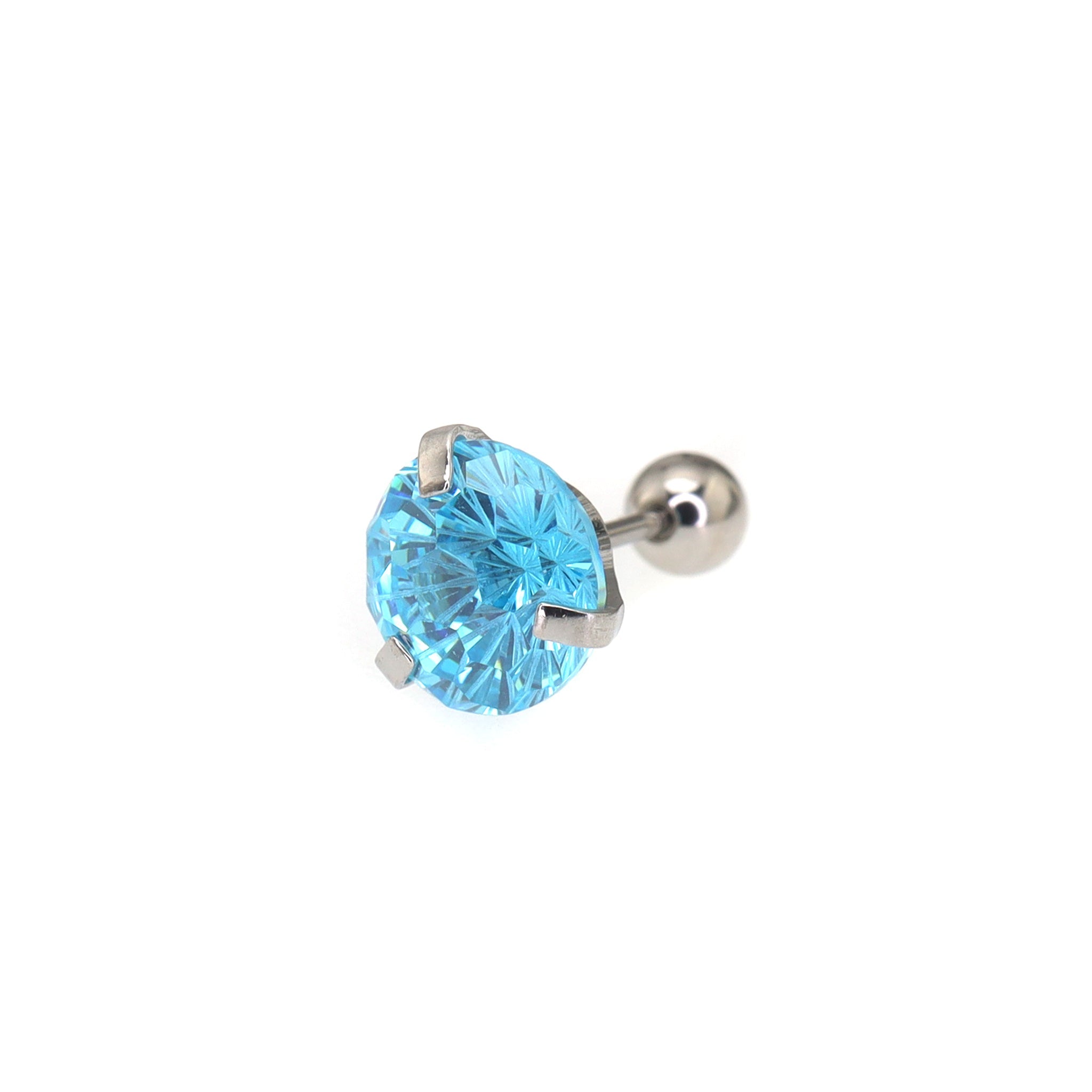 6mm Firework Cut CZ Sparkling Ear Stud