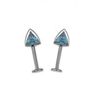 PAIR OF Cat Ear CZ Internally Threaded Titanium Ear Stud