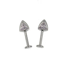 PAIR OF Cat Ear CZ Internally Threaded Titanium Ear Stud